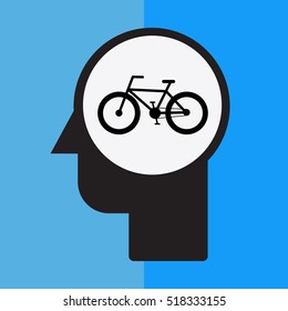 icon human head think about bycicle