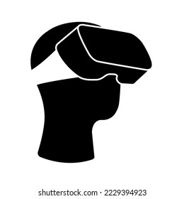 Icon of Human head with virtual reality headset. Flat vector illustration
