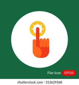 Icon of human index finger with glowing tip pointing upwards