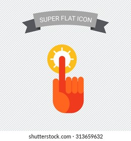 Icon of human index finger with glowing tip pointing upwards