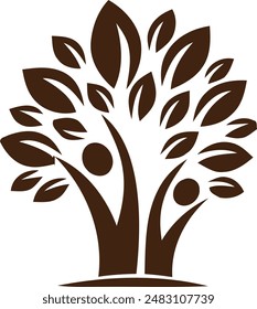 Icon human and leaf tattoo isolated on white background