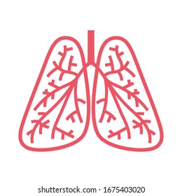 Icono de pulmón humano aislado en fondo blanco. Tema del coronavirus Wuhan. Elemento de diseño para afiche, tarjeta, banner, signo. Ilustración del vector
