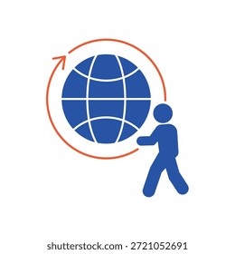 Symbol für menschliche Migration, einzeln auf sauberem Hintergrund.