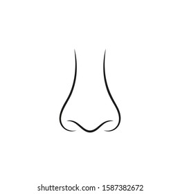 Icon of human nose with nostrils in full face. Smelling organ vector isolated on white background.