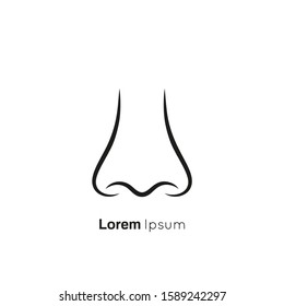 Icon of human nose with nostrils in full face. Smelling organ vector isolated on white background.