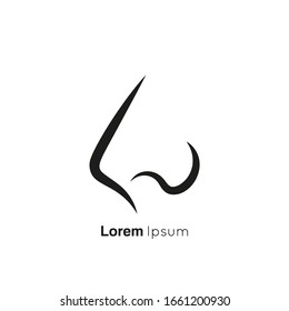 Icon of human nose with nostrils in profile. Smelling organ vector isolated on white background.