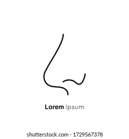 Icono de la nariz humana con fosas nasales de perfil. Vector de órganos humeantes aislado en fondo blanco.