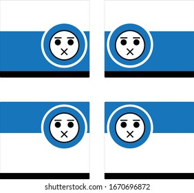 icon HUMAN IS QUIET on Blue white and black frame, icon soundless in right or left position