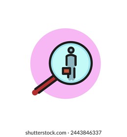 Icono de búsqueda de recursos humanos. Lupa, personal, empleado. Concepto de recursos humanos. Se puede utilizar para temas como la caza de cabezas, el empleo, la fuerza de trabajo.