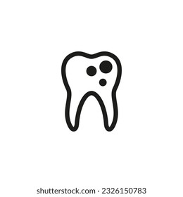 Icon of a human tooth with caries and damaged enamel.