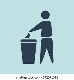 Icon of Human With Trash Can. EPS-10.