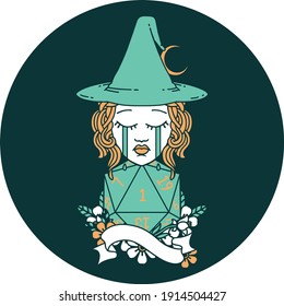 icon of human witch with natural one D20 roll