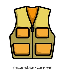 Icon Of Hunter Vest. Editable Bold Outline With Color Fill Design. Vector Illustration.