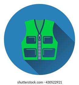 Icon of hunter vest. Flat design. Vector illustration.