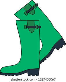 Icon Of Hunter's Rubber Boots. Editable Outline With Color Fill Design. Vector Illustration.