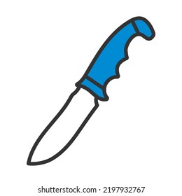 Icon Of Hunting Knife. Editable Bold Outline With Color Fill Design. Vector Illustration.