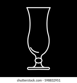 icon of hurricane glass white contour on black background of vector illustration