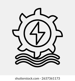 Icon hydro power. Renewable energy elements. Icon in line style.