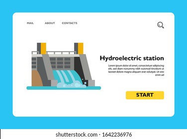 Icon Of Hydroelectric Station. Dam, Infrastructure, Resource. Water Energy Concept. Can Be Used For Topics Like Ecology, Industry, Power