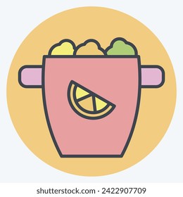 Icon Ice Bucket. related to Cocktails,Drink symbol. color mate style. simple design editable. simple illustration