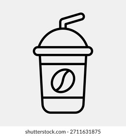 Ikone Eiskaffee. Elemente der Kaffeestube. Symbol im Linienstil.