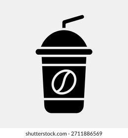 Ícone de café gelado. Elementos de cafeteria. Ícone no estilo de glifo.