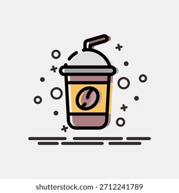 Icon ice coffee. Coffee shop elements. Icon in MBE style.