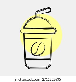 Icono de café helado. Elementos de cafetería. Icono en estilo de mancha de color.