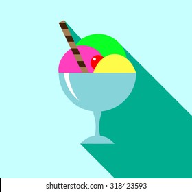 Icon of ice cream with cream