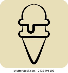 Icon Ice Cream 4. related to Milk and Drink symbol. hand drawn style. simple design editable. simple illustration