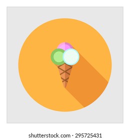 Icon of ice cream balls in waffle cone