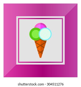 Icon of ice cream balls in waffle cone
