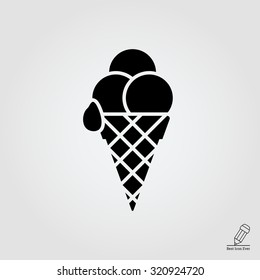 Icon of ice cream balls in waffle cone