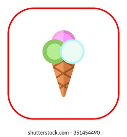 Icon of ice cream balls in waffle cone