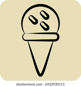 Icon Ice Cream Cone. related to Milk and Drink symbol. hand drawn style. simple design editable. simple illustration