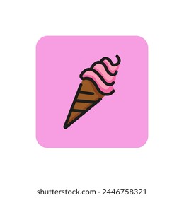 Icon of ice cream. Cone, waffle, snack. Food and restaurant concept. Can be used for topics like treat, cafe, dessert.