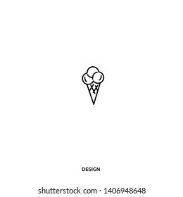 Icon ice cream cones, Linear style,  Vector illustration
