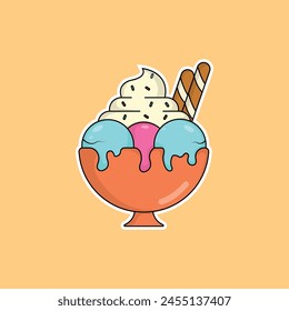 icon ice cream delicious fast food and drink vector illustration concept.premium vector illustration