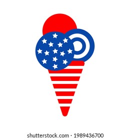 icon ice cream Independence day patriotic illustrations. Cute vector prints for 4th of July. Independence day design elements in the colors of the US national flag. 