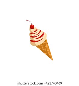 Icon ice cream isolated background. Wafer rolls with icing, delicious.