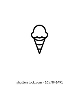 icon ice cream isolated on white background. Vector flat outline icon. Comic character in cartoon style illustration for t-shirt design.

