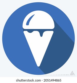 Icon Ice Cream - Long Shadow Style - Simple illustration, Editable stroke, Design template vector, Good for prints, posters, advertisements, announcements, info graphics, etc.
