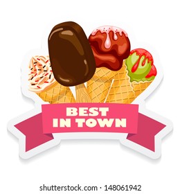 icon with ice cream on a white background