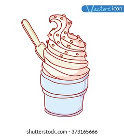 Icon of ice cream, vector illustration.
