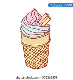 Icon of ice cream, vector illustration.
