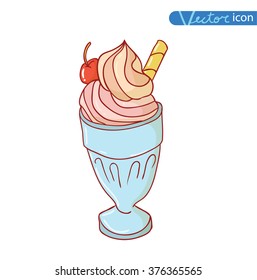 Icon of ice cream, vector illustration.