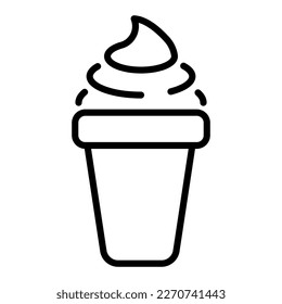 Icon of ice cream in waffle coneSweets, frozen juice, sugar, ice cream truck, icing, dairy products. Food concept. Vector line icon on isolated white background