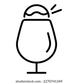 Icon of ice cream in wineglass. Sweets, frozen juice, sugar, ice cream truck, icing, dairy products. Food concept. Vector line icon on isolated white background
