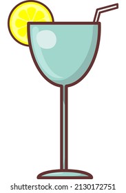 icon of ice drink with lemon in side