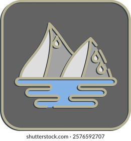 Icon ice melting. Global warming elements. Icon in embossed style.